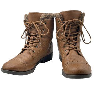 Mudd Brown Lace Up Zipper Ankle Boots Size 5.5